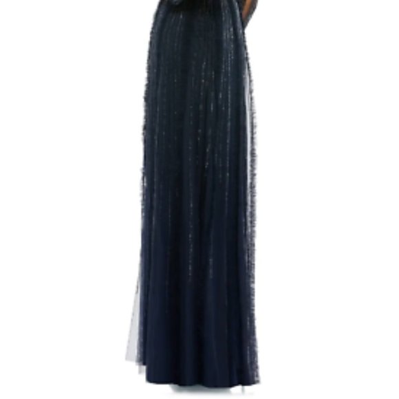 MAC DUGGAL ILLUSIONS A-LINE LONG SLEEVE MIDNIGHT NAVY GOWN sz 12 - Picture 7 of 7